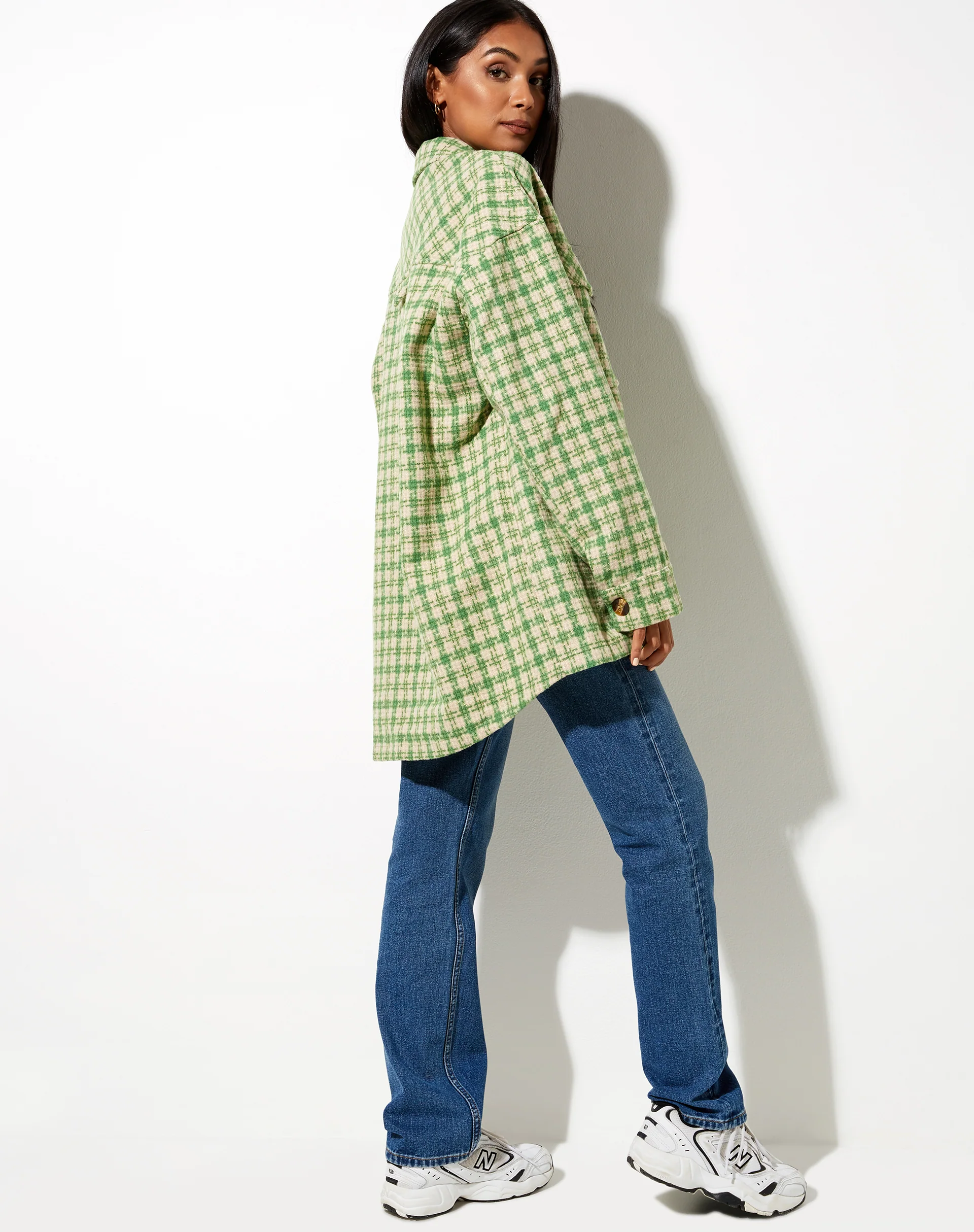Marcella Shirt in Green and Cream Check - Image 5