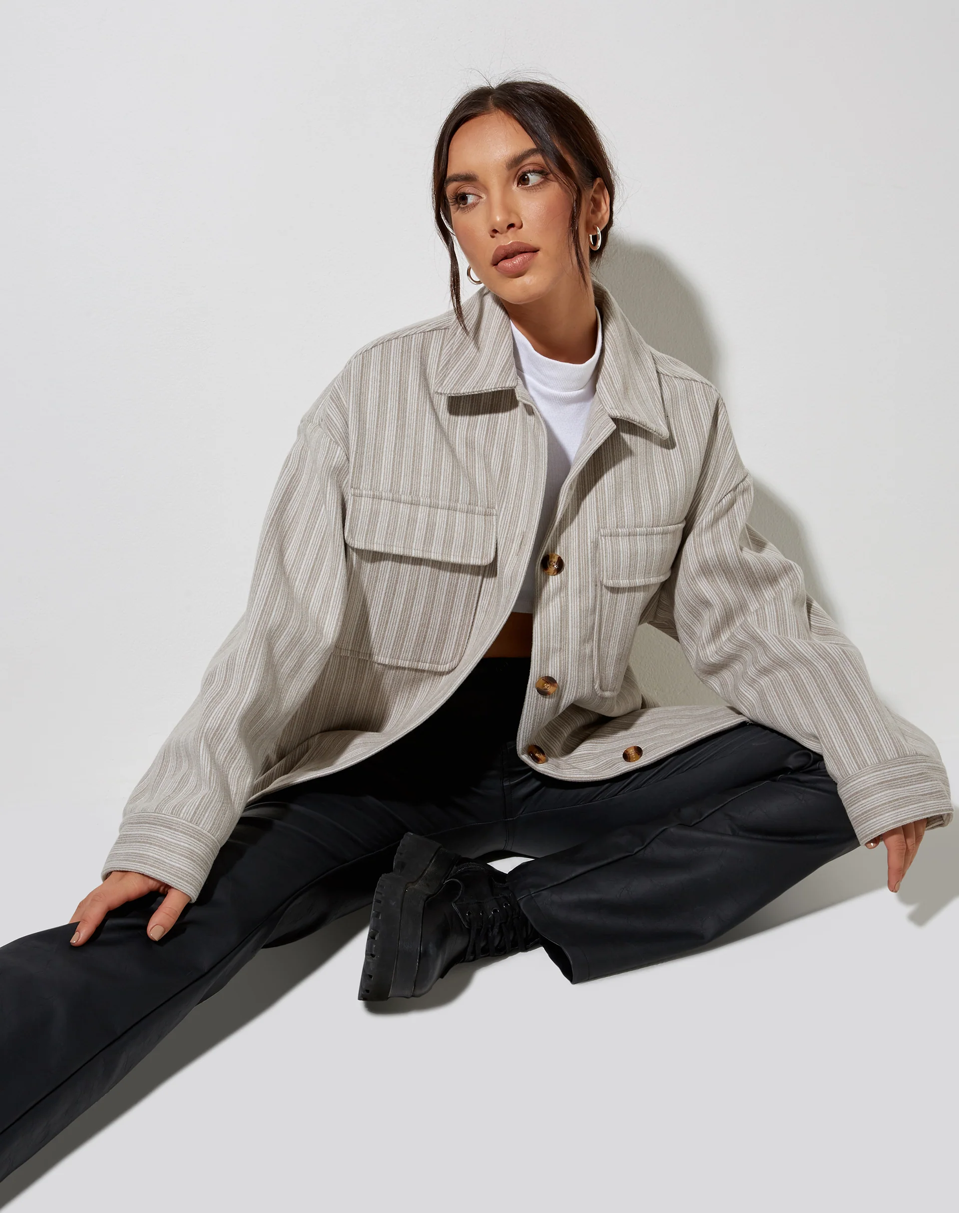 Marcella Shirt in Stripe Tonal Grey - Image 3