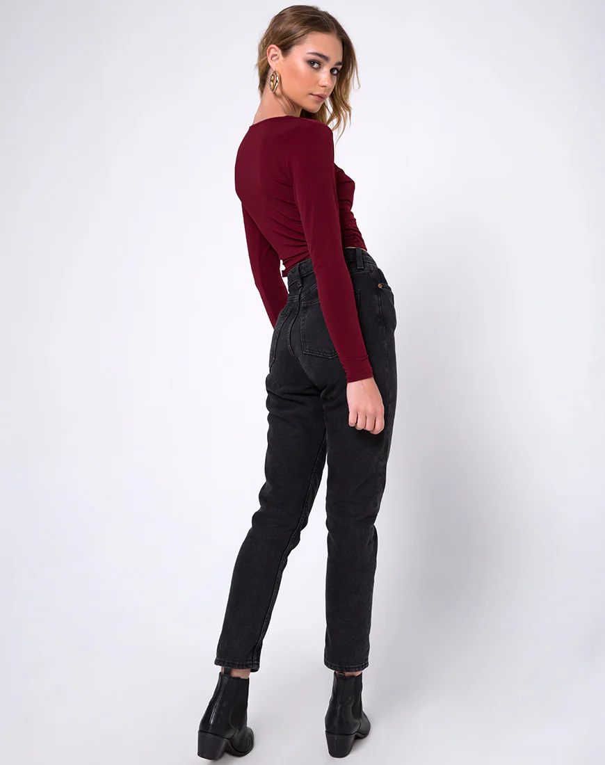 Marche Wrap Top in Burgundy - Image 4