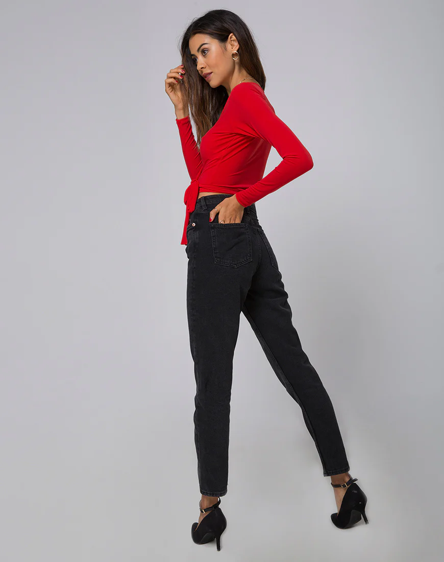 Marche Wrap Top in Red - Image 4