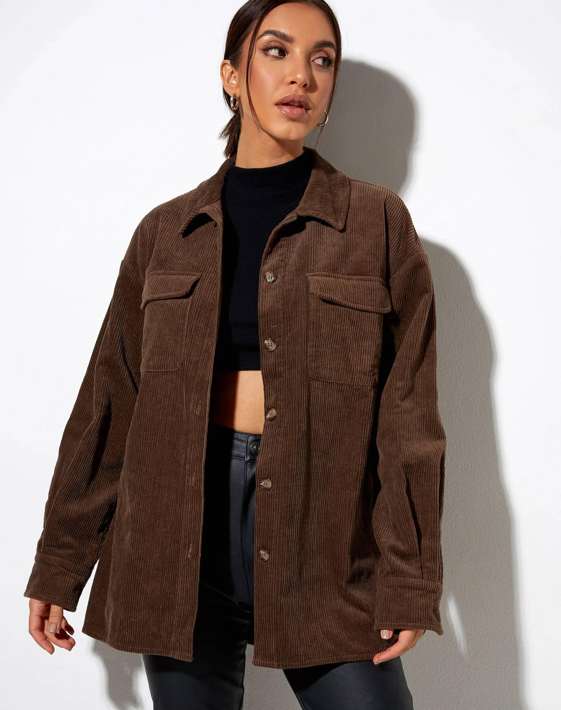 Marcy Shirt in Corduroy Brown - Image 3