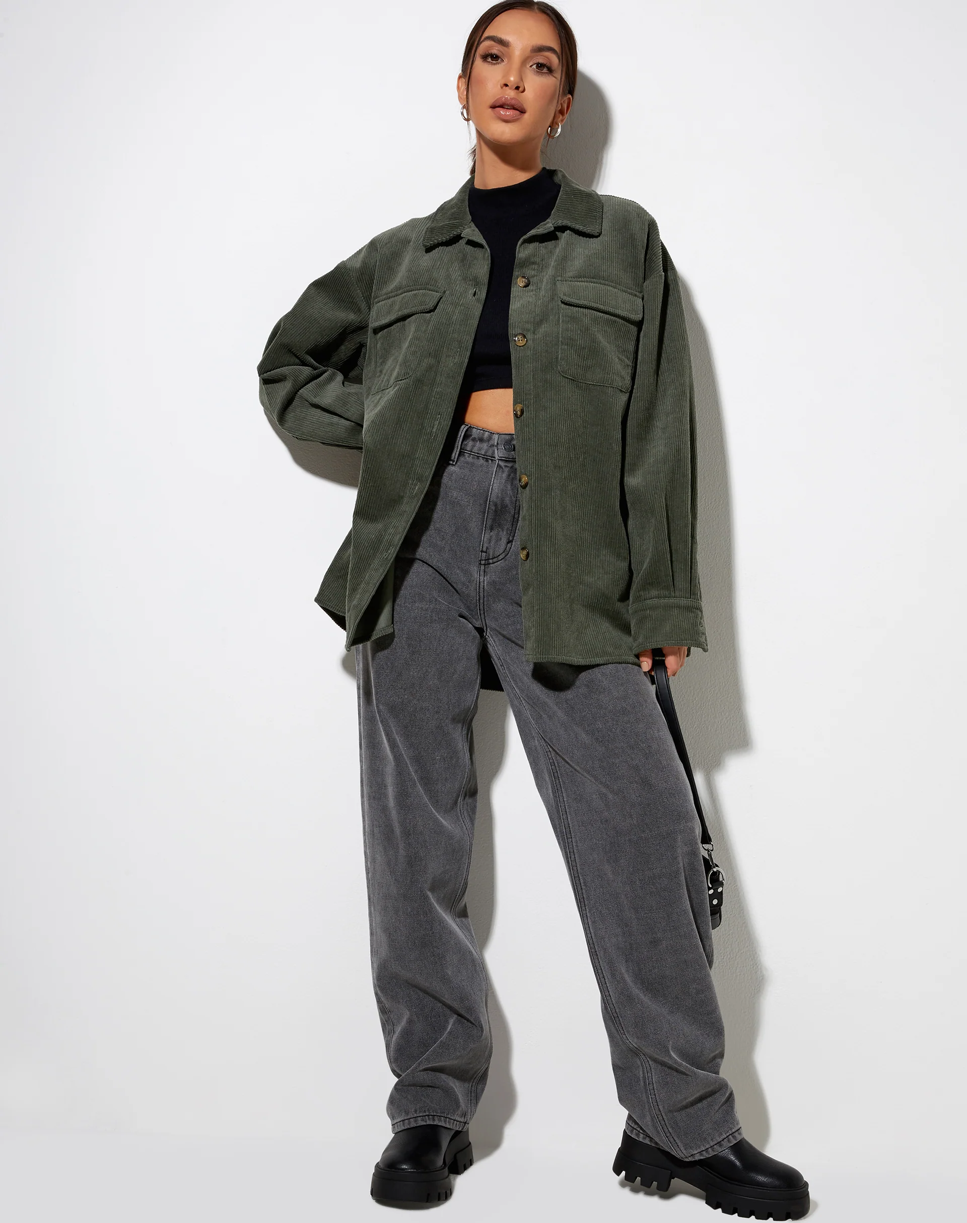 Marcy Shirt in Corduroy Khaki - Image 4