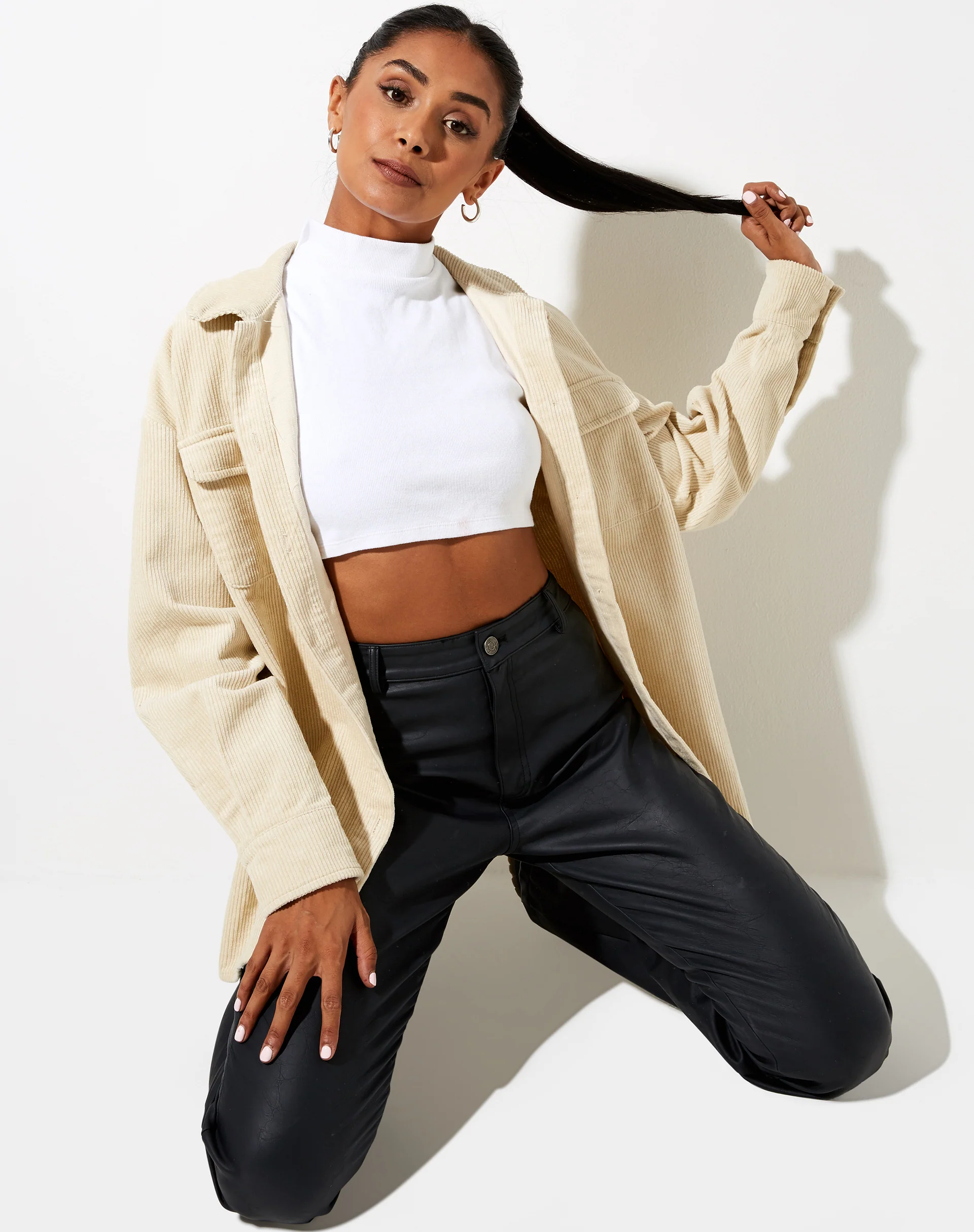 Marcy Shirt in Corduroy Tan - Image 3