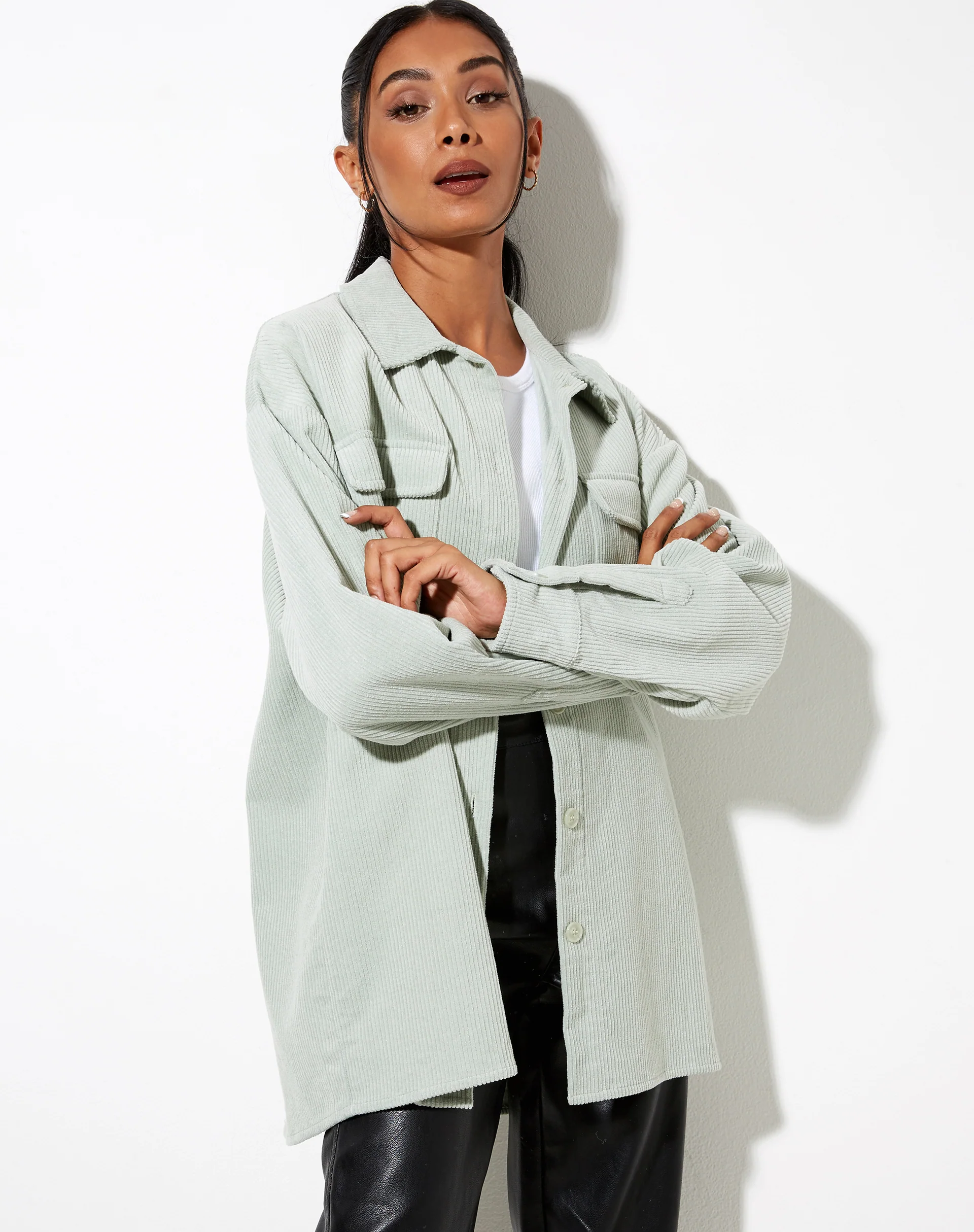 Marcy Shirt in Corduroy Washed Blue - Image 3