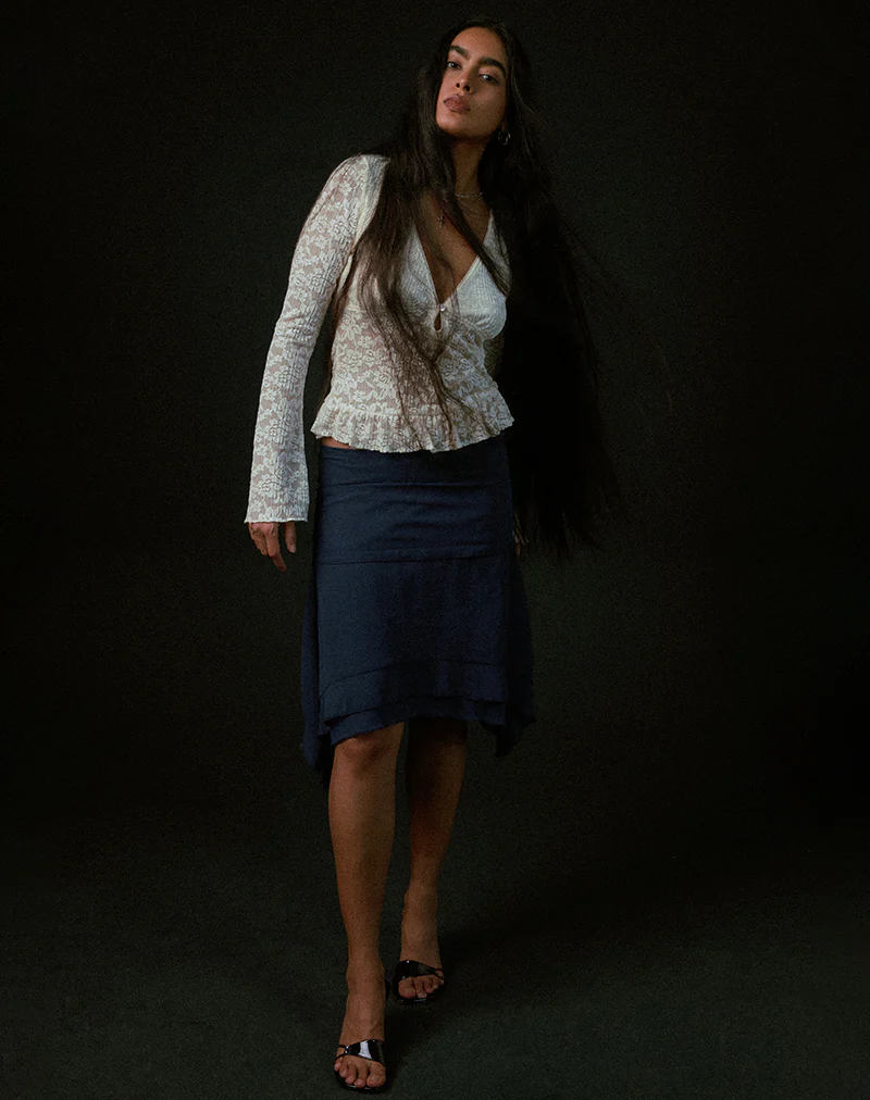 Marella Midi Skirt in Chiffon Blue Graphite - Image 2