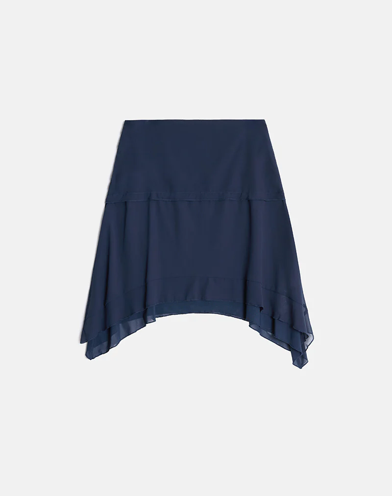 Marella Midi Skirt in Chiffon Blue Graphite - Image 4