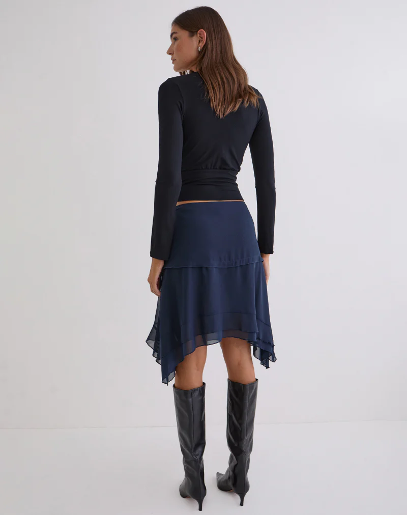 Marella Midi Skirt in Chiffon Blue Graphite - Image 6