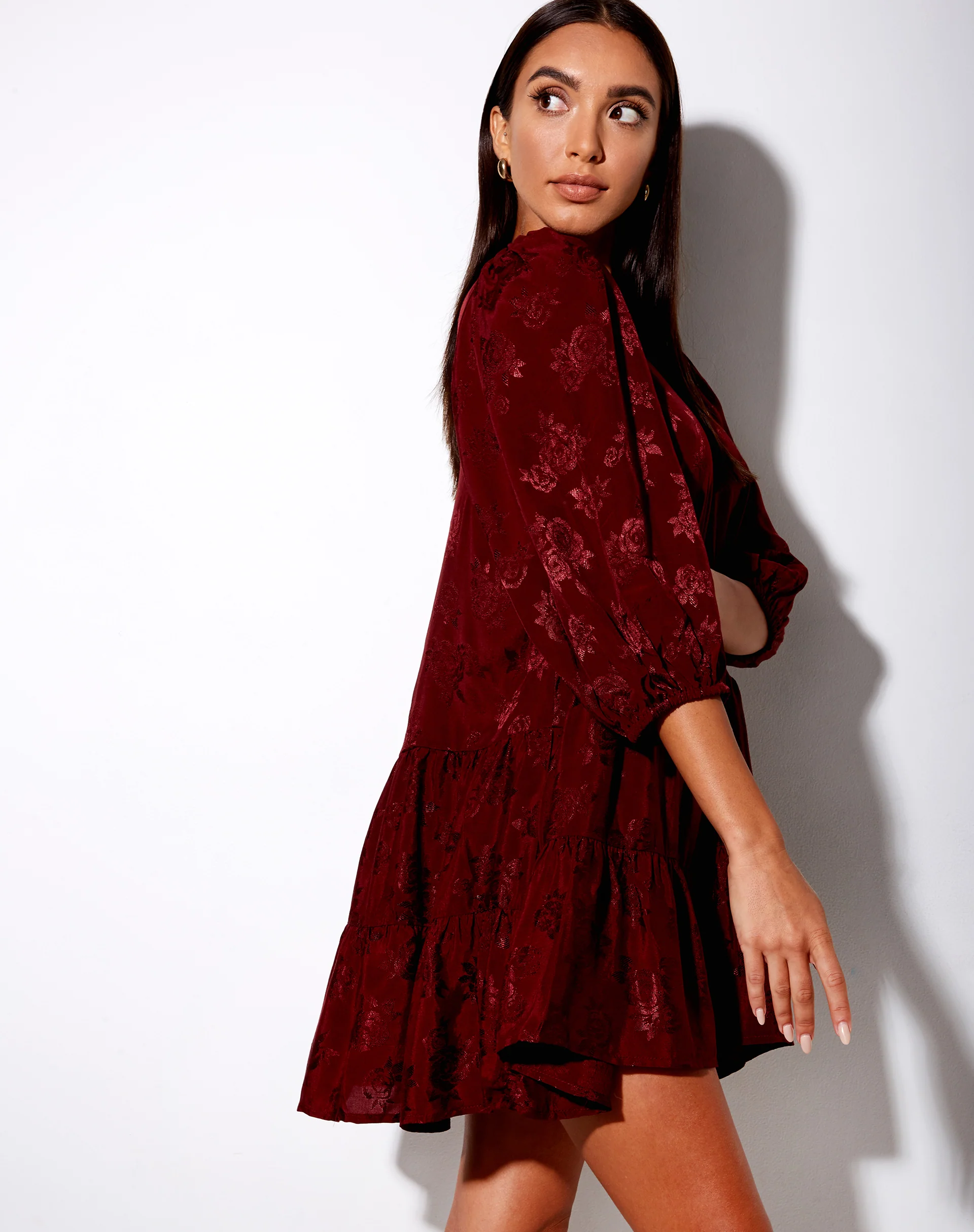 Mareta Tea Dress in Satin Rose Mulberry - Image 2