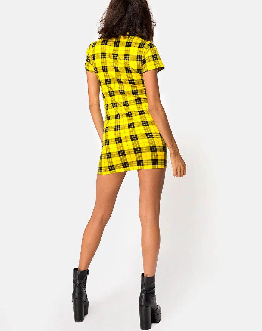 Maretha Dress in Winter Plaid Yellow - Image 4