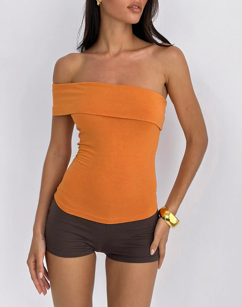 Marga One Shoulder Top in Sunset Orange - Image 3