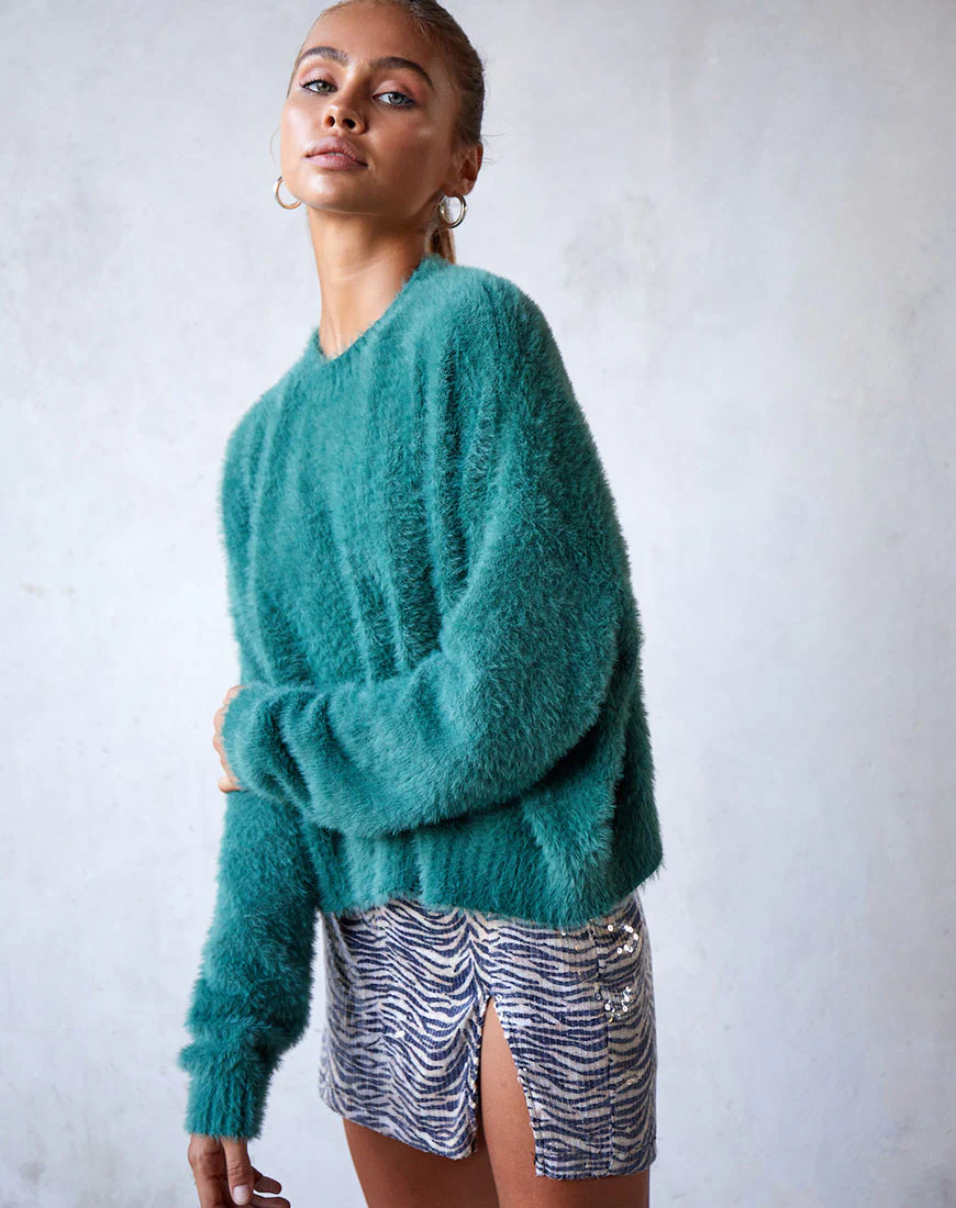 Margo Jumper in Knit Forest Green - Image 6