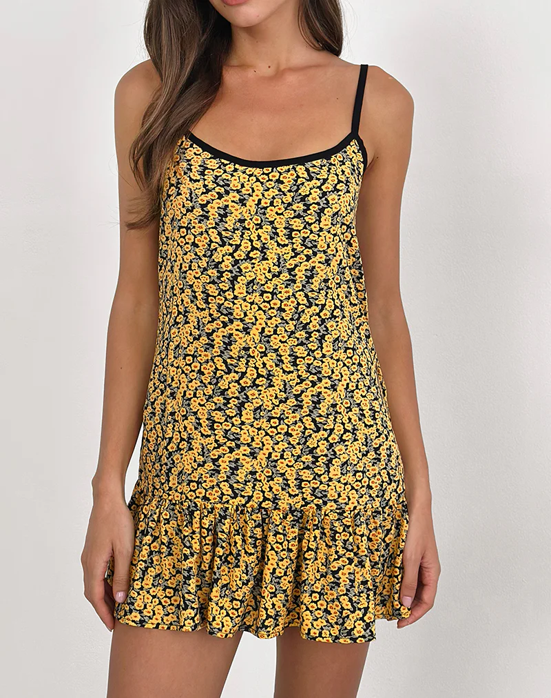 Marige Roundneck Mini Dress in Mini Bloom Yellow - Image 3