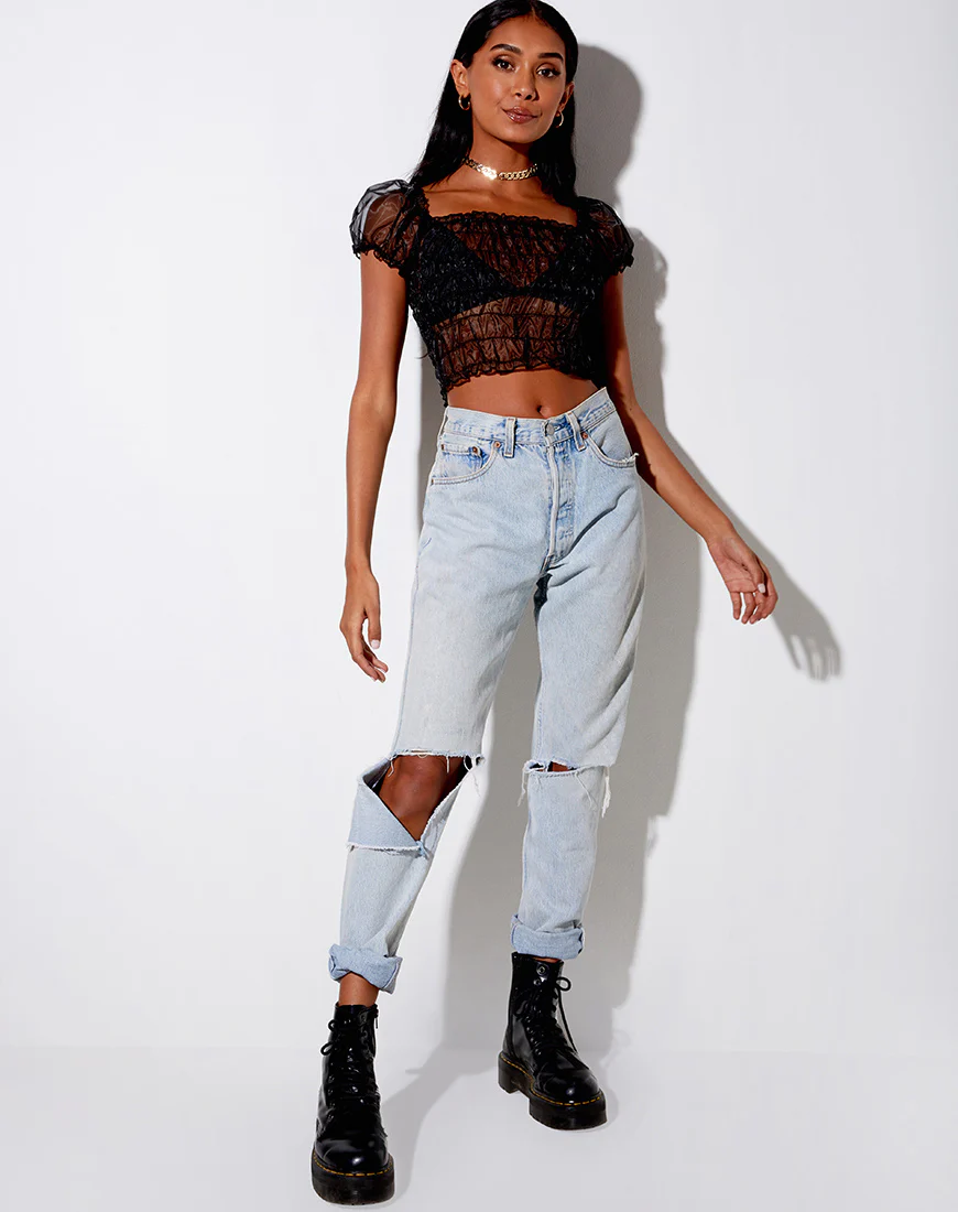 Marilla Crop Top in Black Organza - Image 4