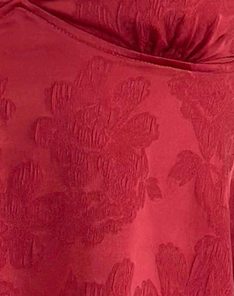 Marinda Top in Satin Jacquard Burgundy - Image 6
