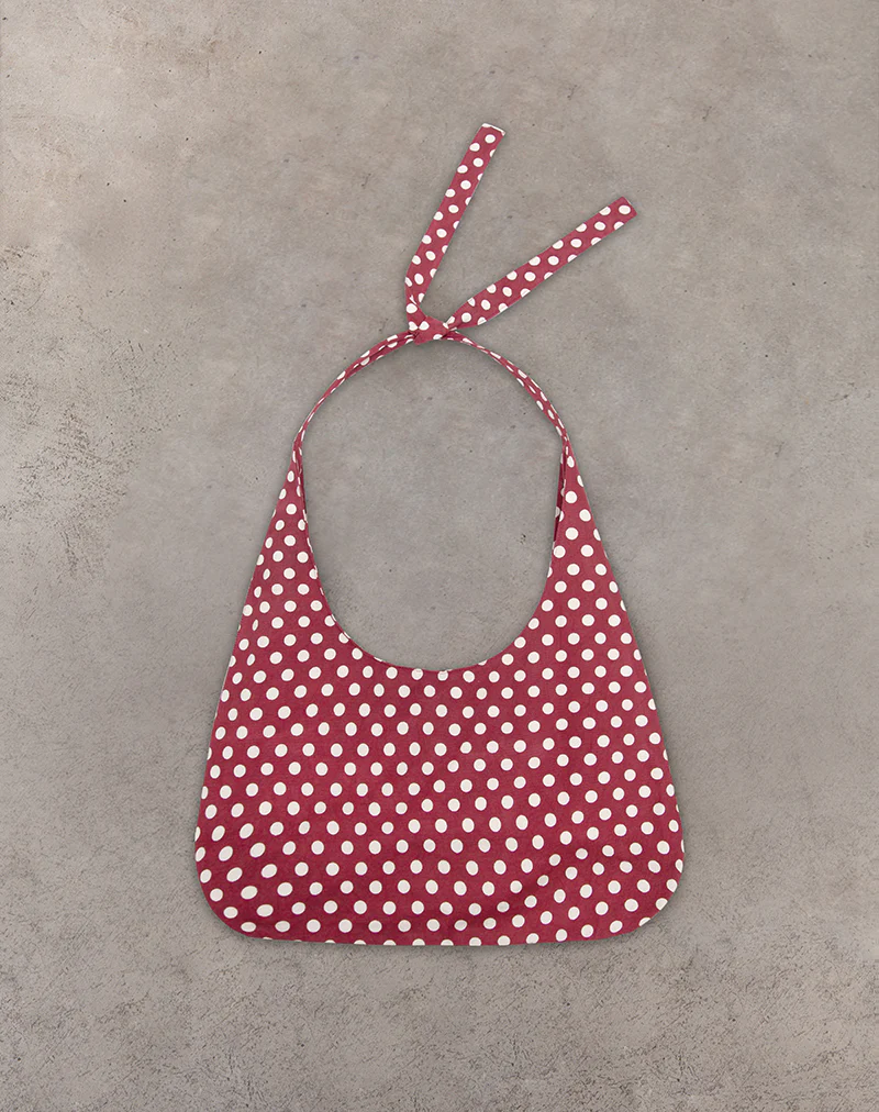 Maris Large Round Bag in Polka Wine - Image 2