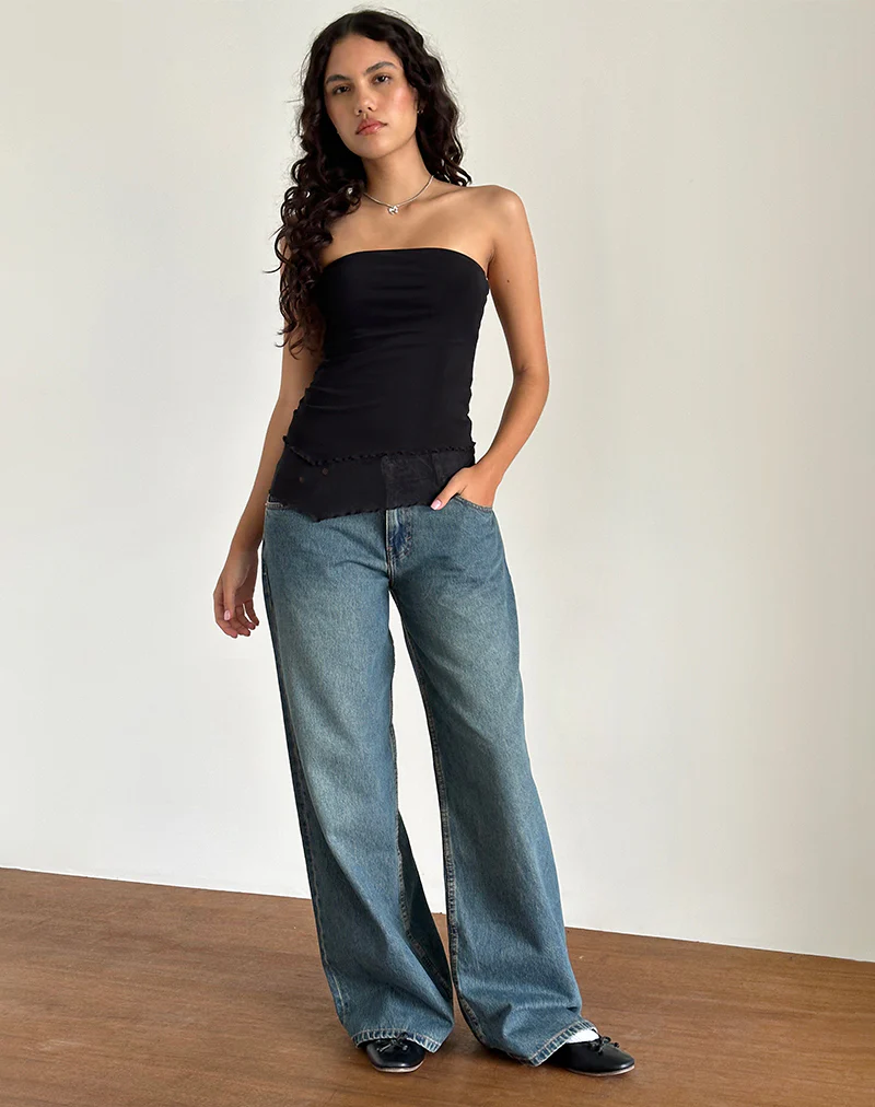 Marissa Longline Asymmetrical Tube Top in Black - Image 3