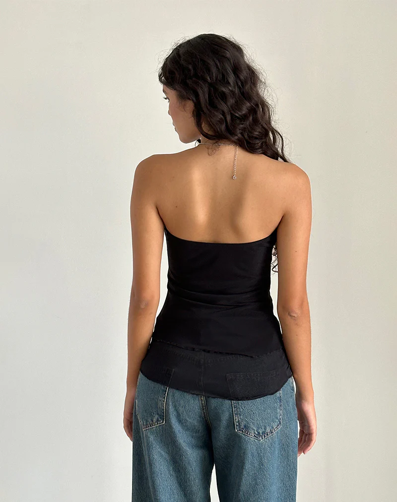 Marissa Longline Asymmetrical Tube Top in Black - Image 5