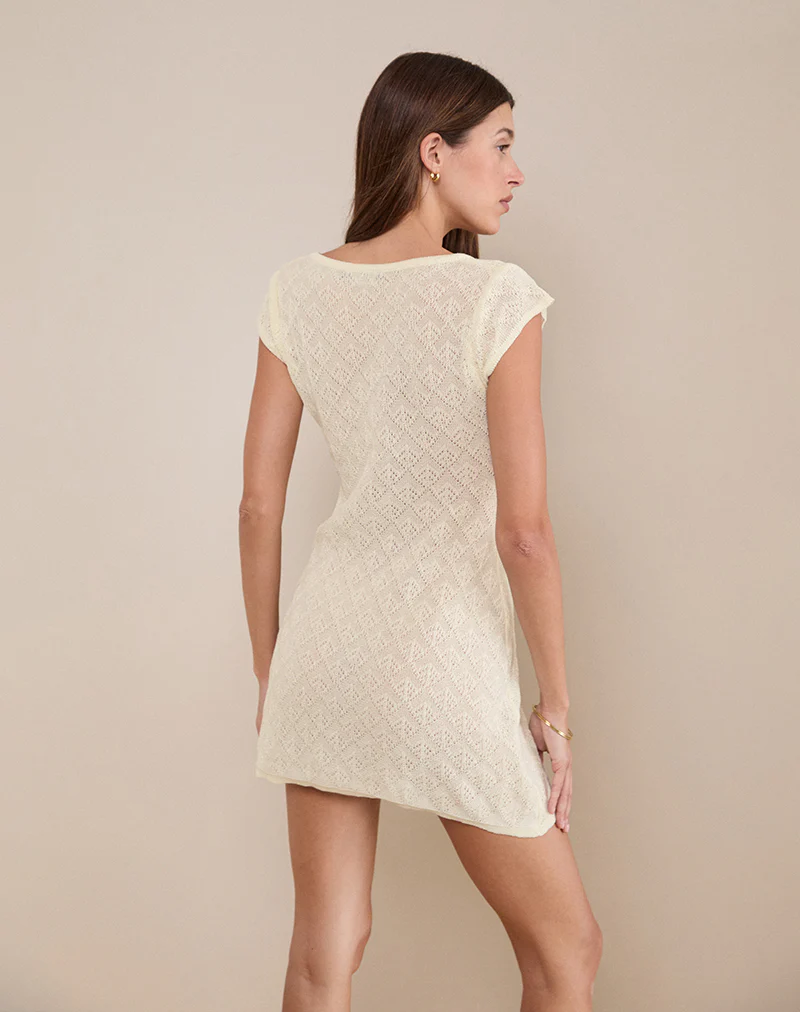 Mariza Mini Dress in Pointelle Ivory - Image 5