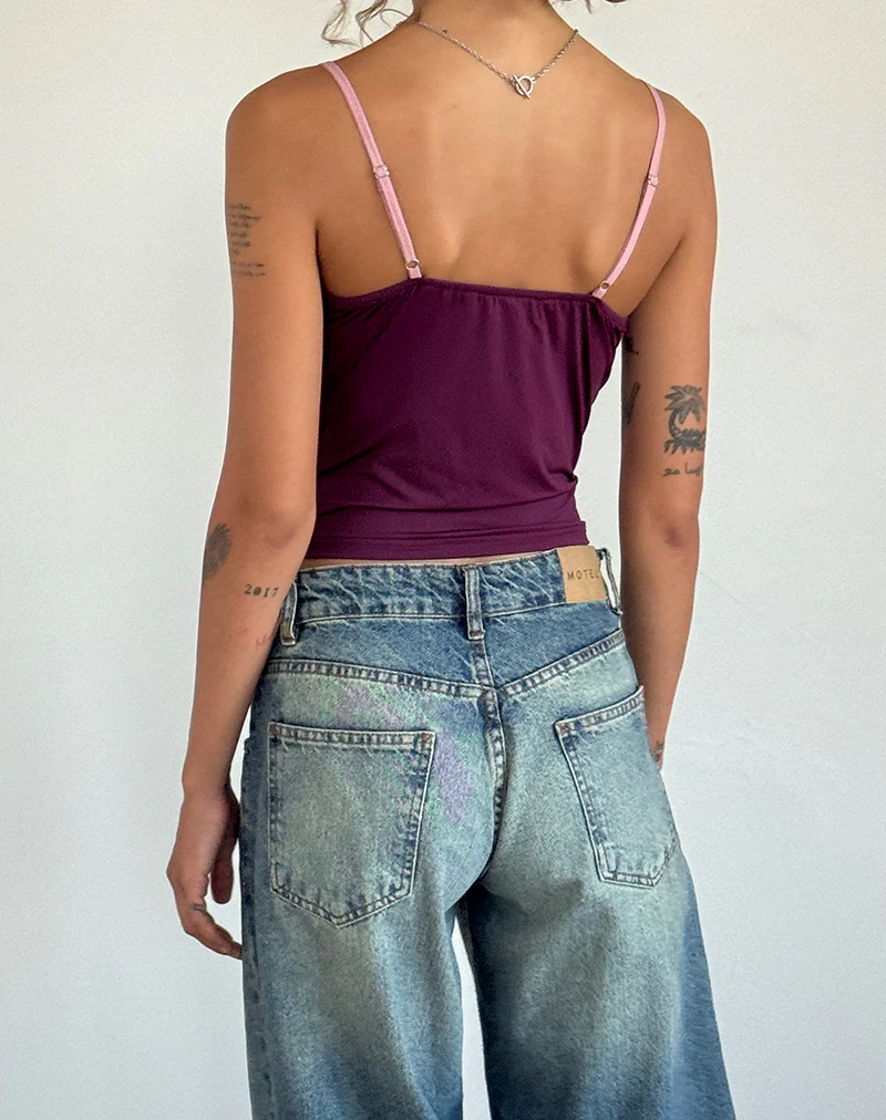 Marjorie Strappy Top in Smooth Slinky Berry - Image 2