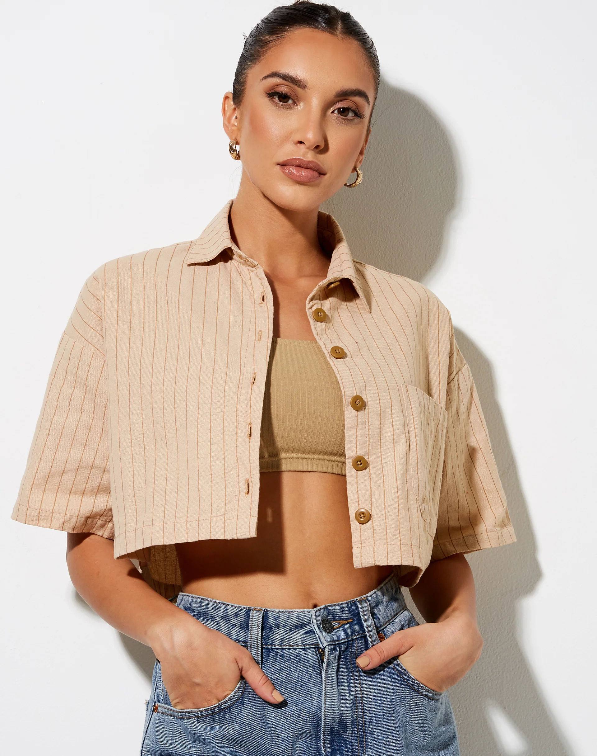 Marka Crop Top in Pencil Stripe - Image 3