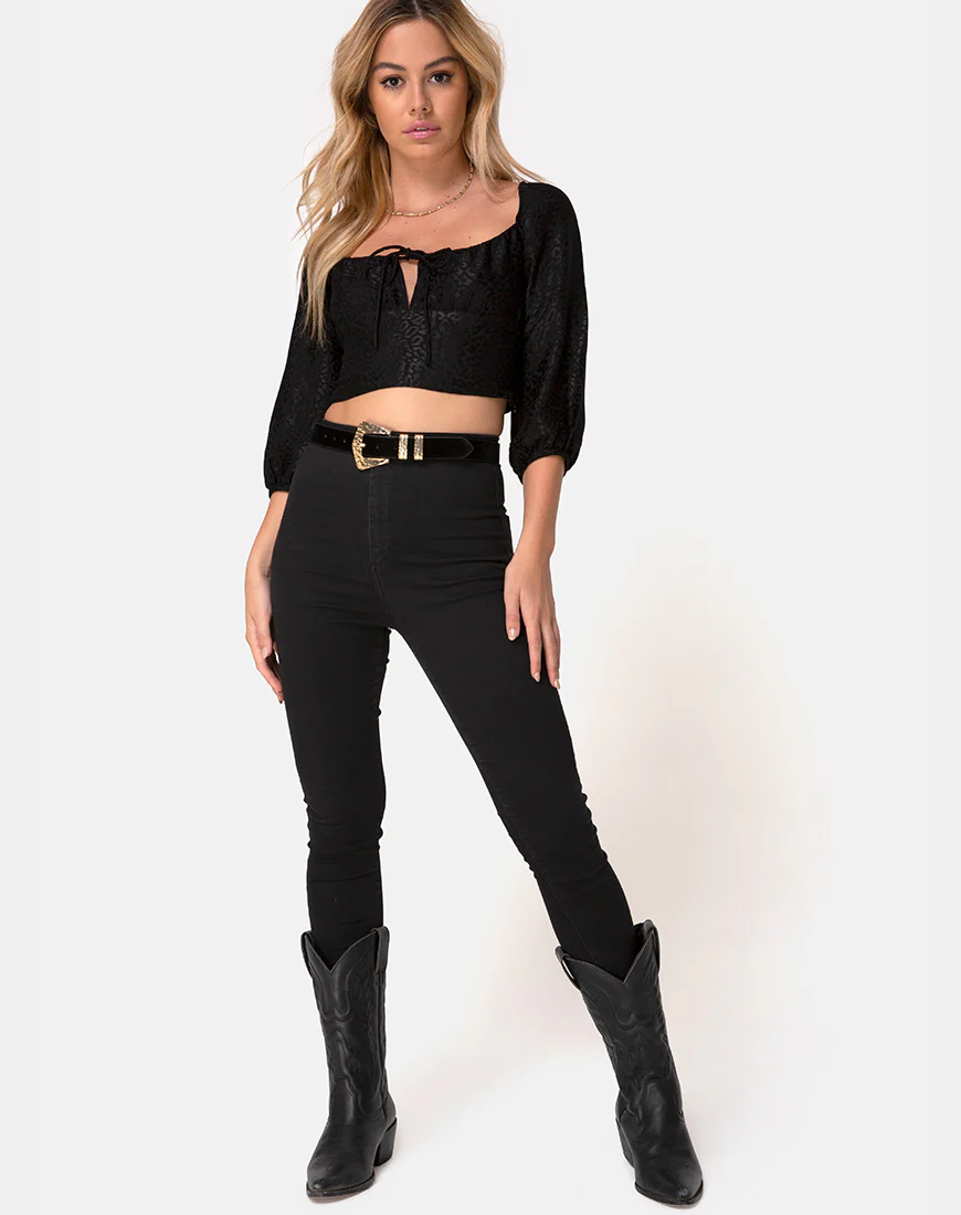 Marla Top in Satin Cheetah Black - Image 3
