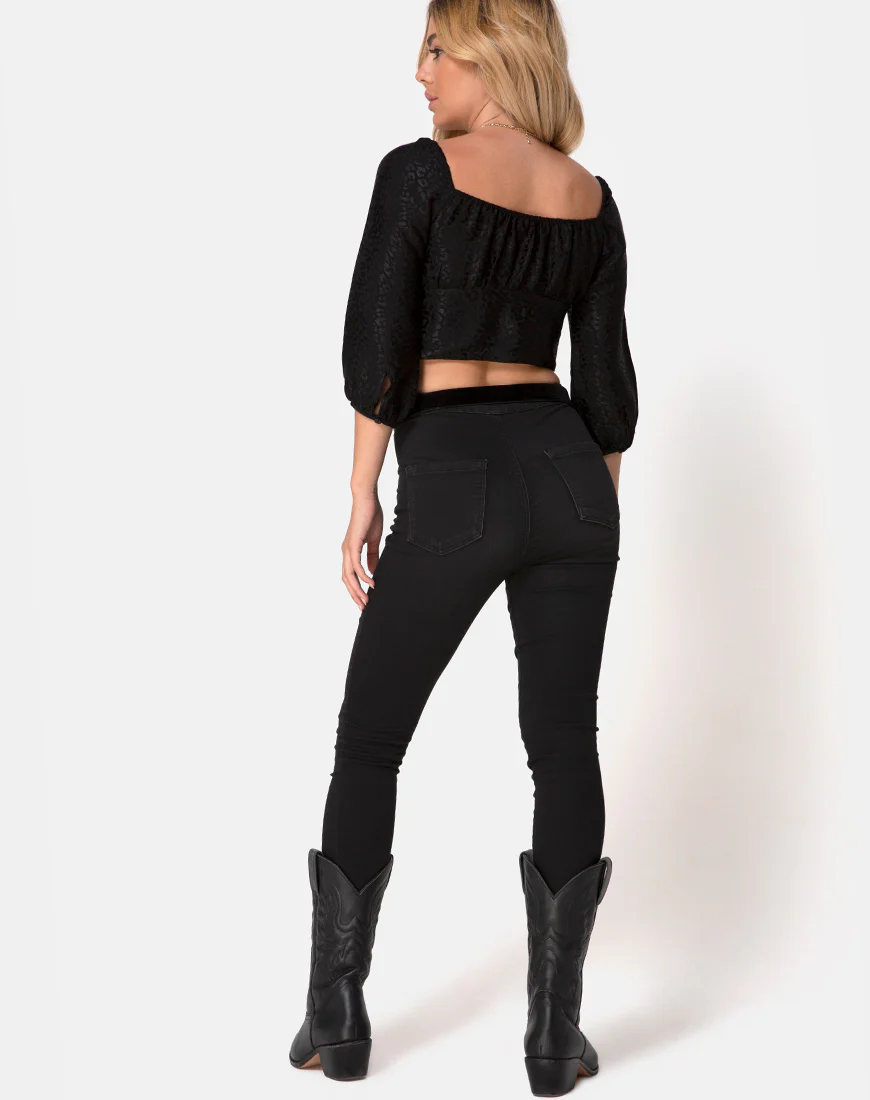 Marla Top in Satin Cheetah Black - Image 4