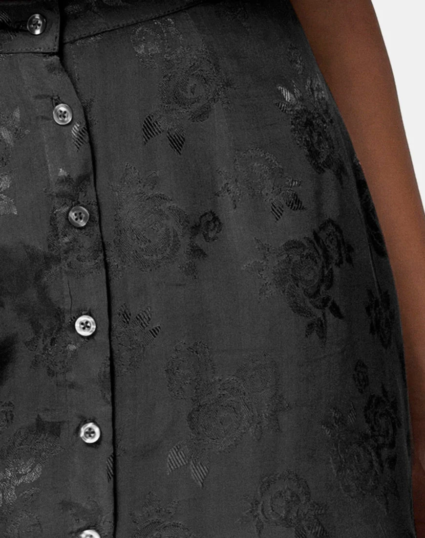 Marni Midi Skirt in Satin Rose Black - Image 5