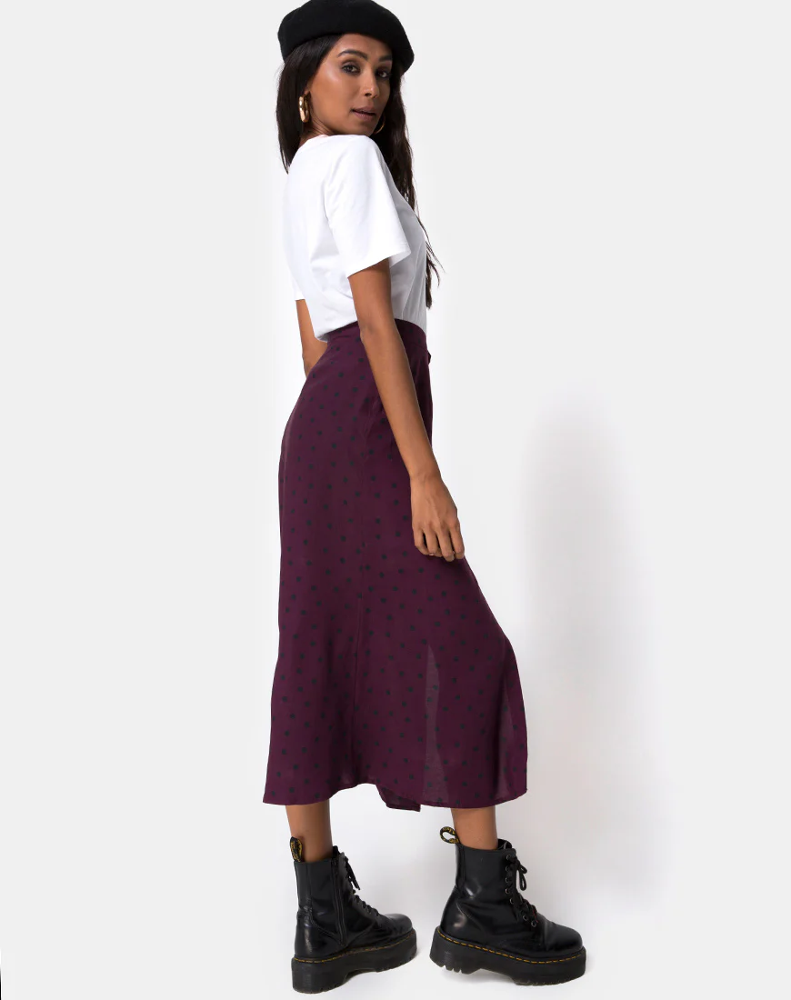 Marni Midi Skirt in Skater Polka Wine - Image 3