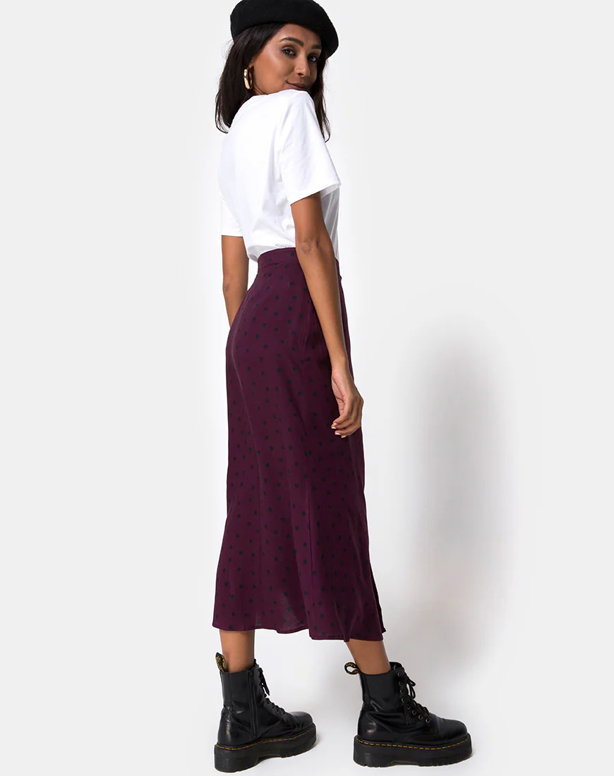 Marni Midi Skirt in Skater Polka Wine - Image 5