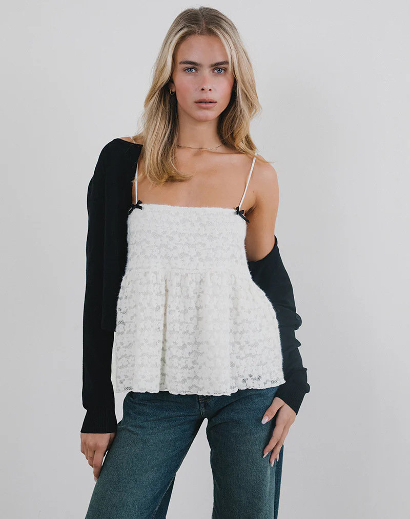 Marreta Cami Top in Dahlia Lace Ivory - Image 2