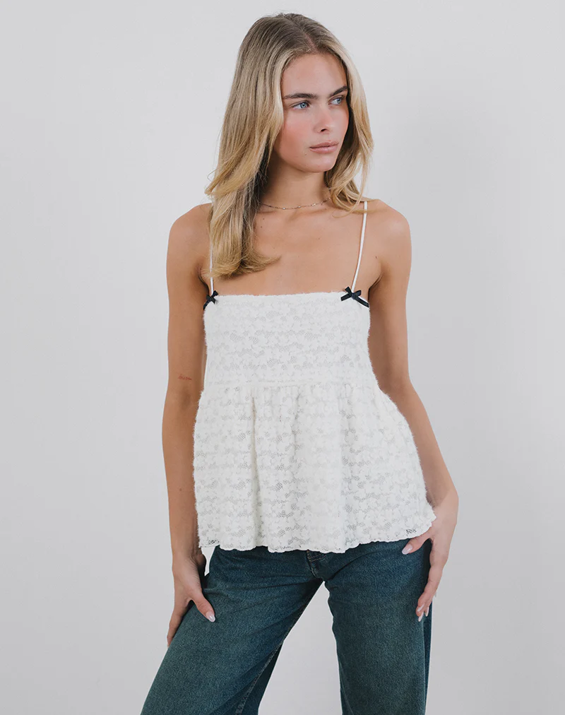 Marreta Cami Top in Dahlia Lace Ivory - Image 3