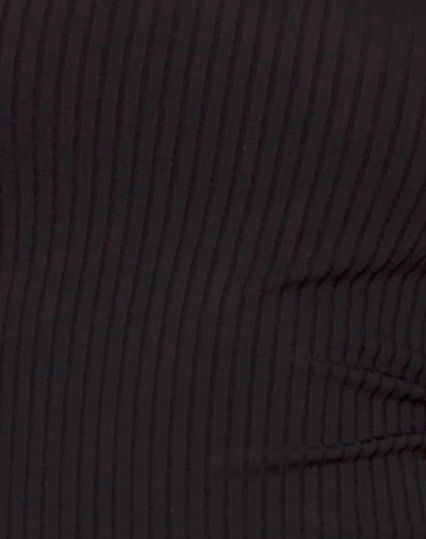 Marsha Cold Shoulder Dress in Black Rib - Image 5