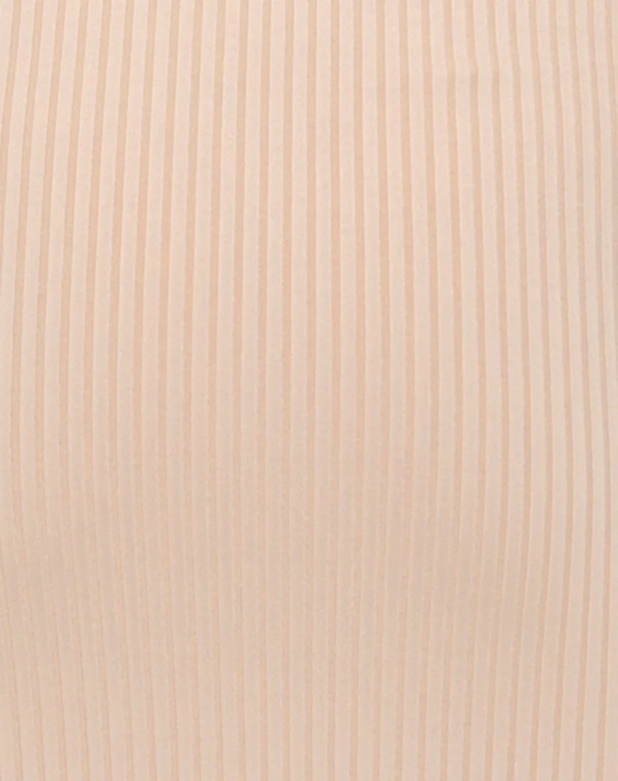 Marsha Cold Shoulder Dress in Nude Rib - Image 5
