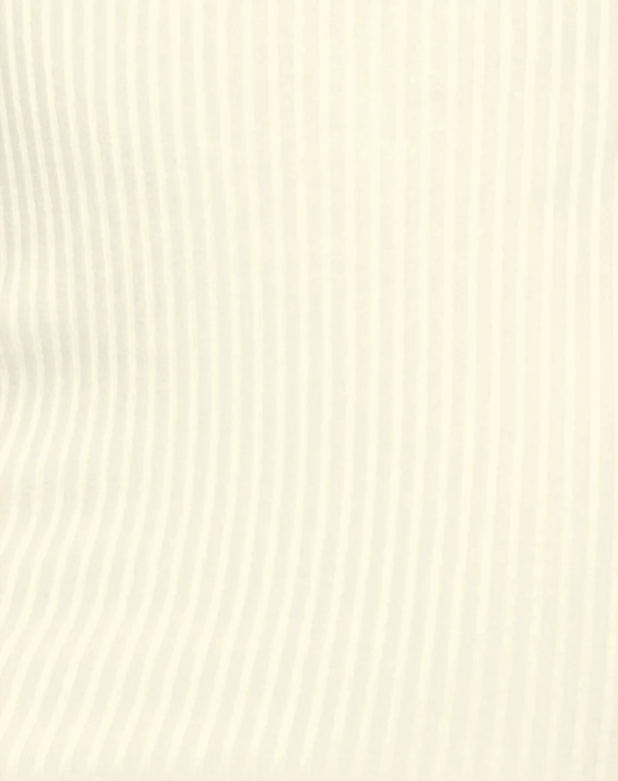 Marsha Cold Shoulder Dress in White Rib - Image 5