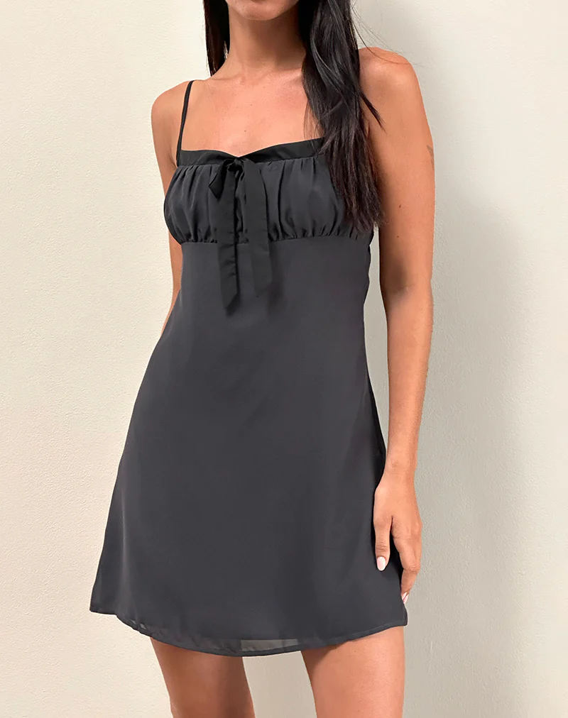 Martina Mini Dress in Chiffon Slate - Image 2