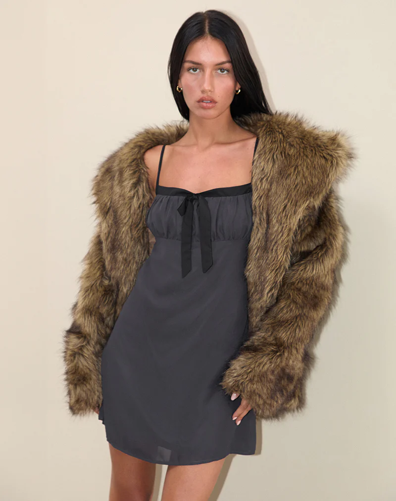 Martina Mini Dress in Chiffon Slate - Image 4