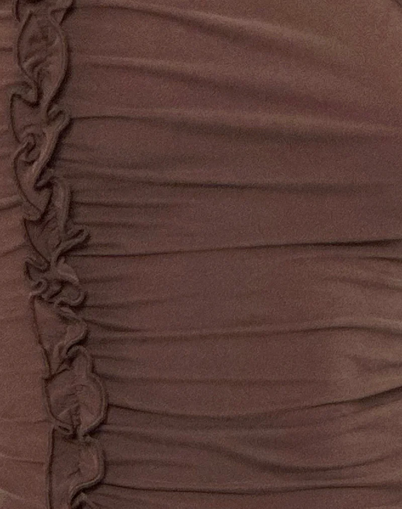 Marvela Ruched One Shoulder Top in Bitter Chocolate Brown - Image 6