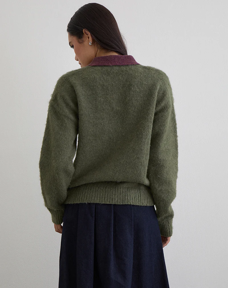 Marvina Jumper in Knit Green with Yellow Stripe - Image 5
