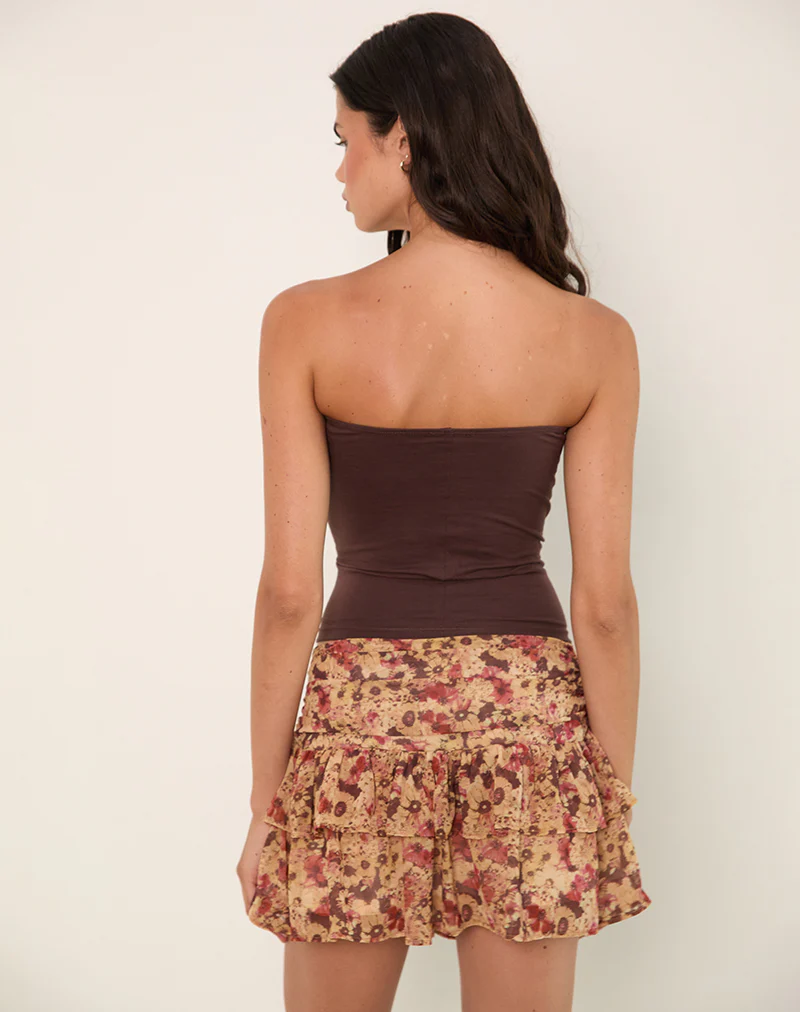 Masama Frill Mini Skirt in Chiffon Rusty Flower - Image 5
