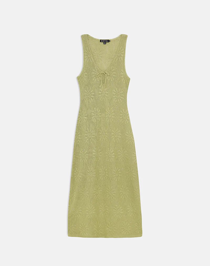 Masela Midi Dress in Sequin Knit Green - Image 5