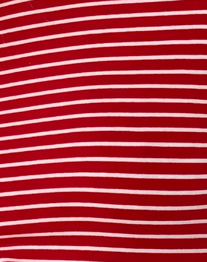 Masha Mini Dress in Red and White Stripe Jersey - Image 6