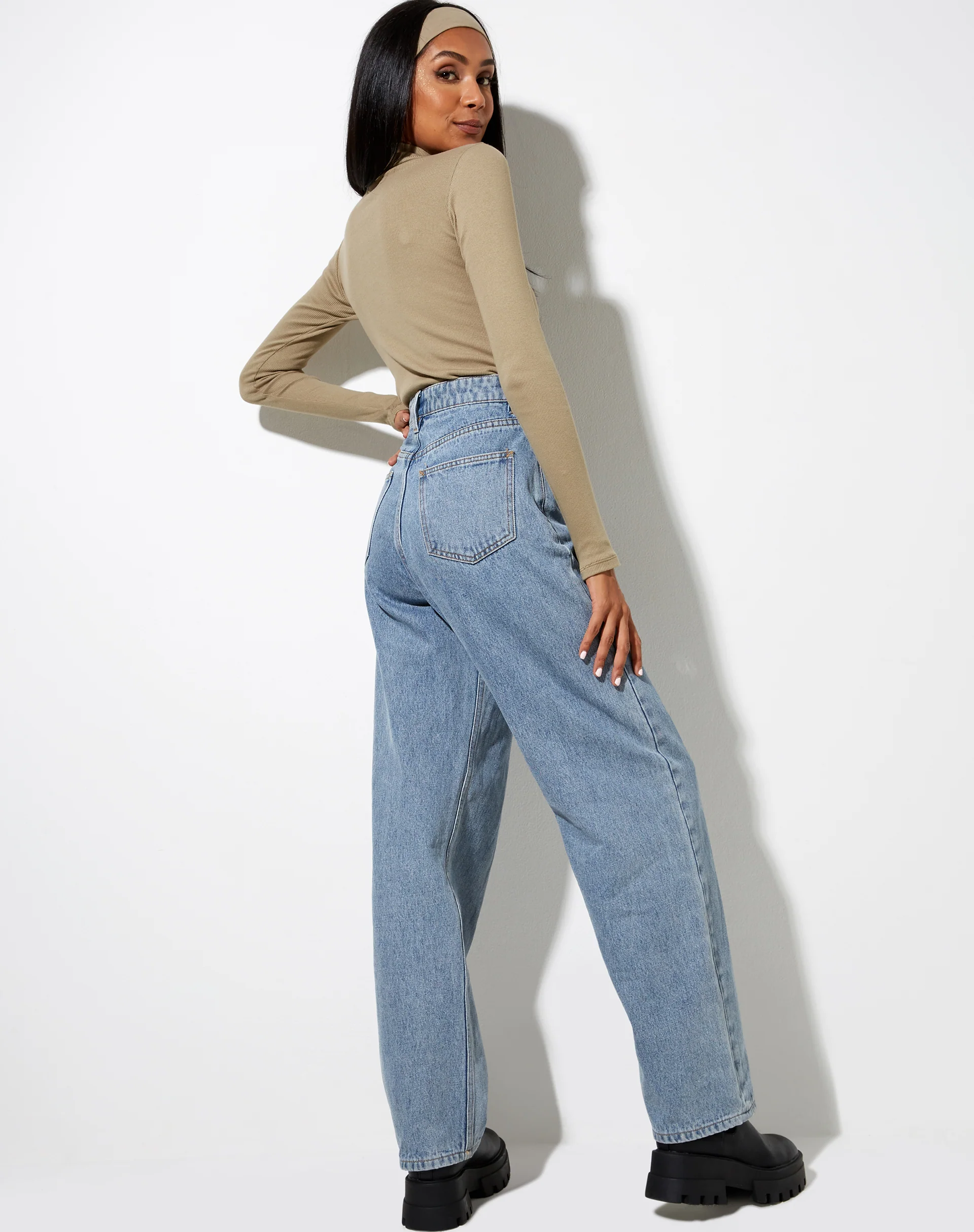 Matri Long Sleeve Top in Rib Eucalyptus - Image 2