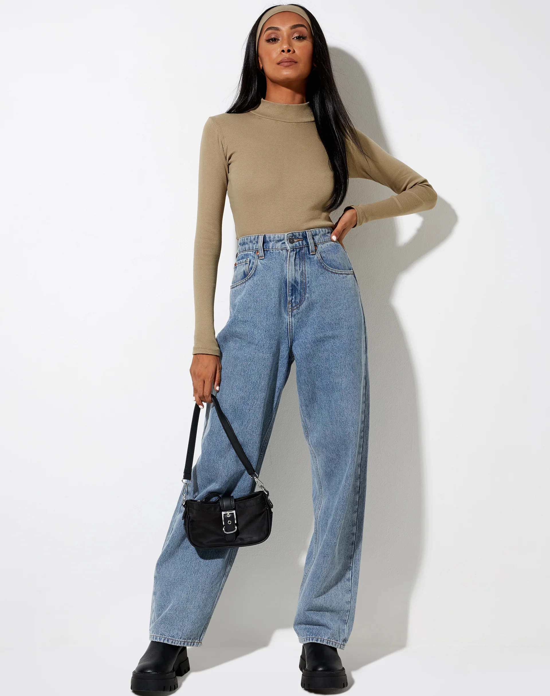 Matri Long Sleeve Top in Rib Eucalyptus - Image 4