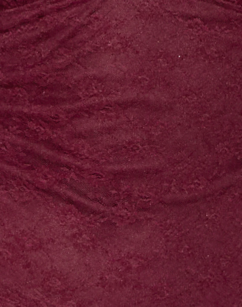 Matua Halter Top in Clover Lace Maroon - Image 6