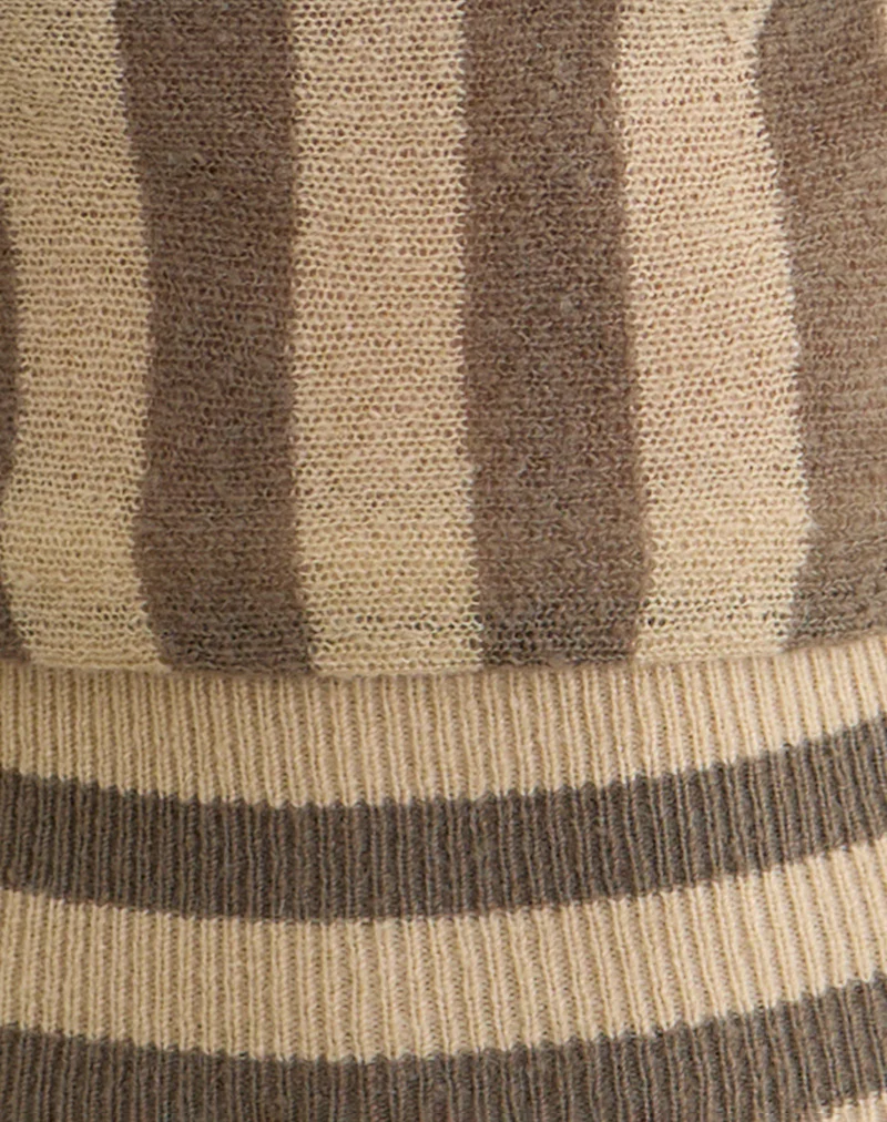 Maude Top in Stripe Taupe and Neutral - Image 6