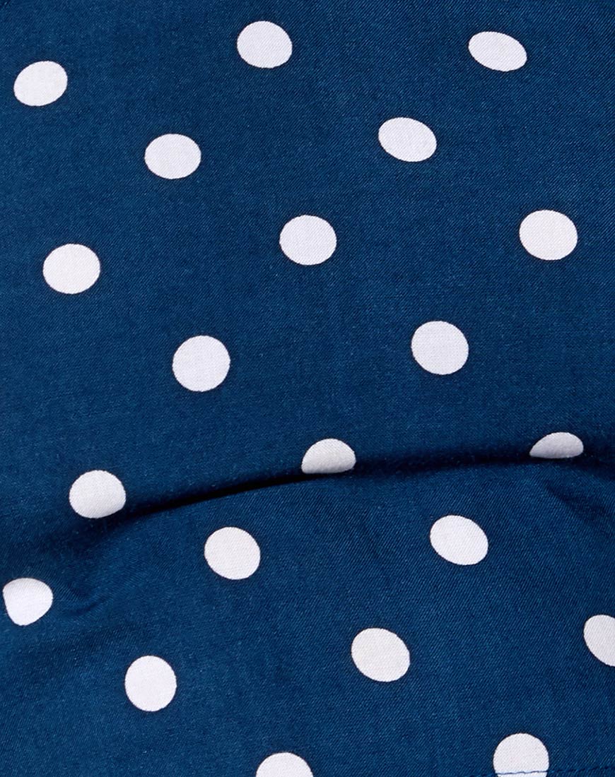 Maudy Crop Top in Medium Polka Navy - Image 5