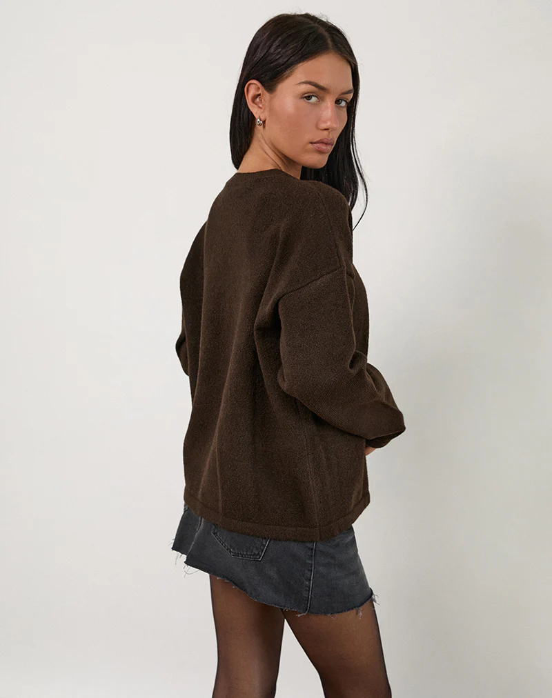 Maureen Cardigan in Chocolate Brown - Image 3