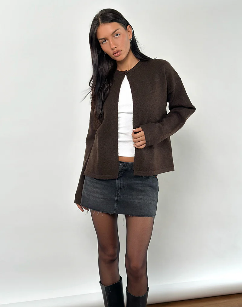 Maureen Cardigan in Chocolate Brown - Image 4