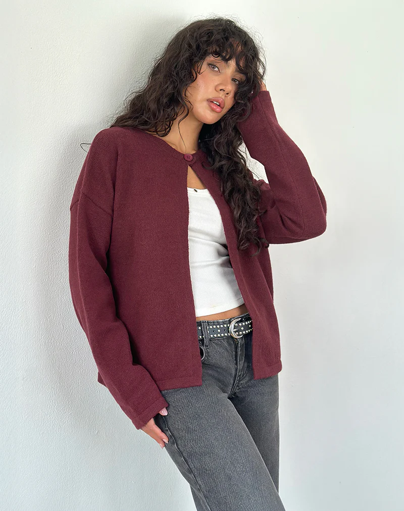Maureen Cardigan in Wine