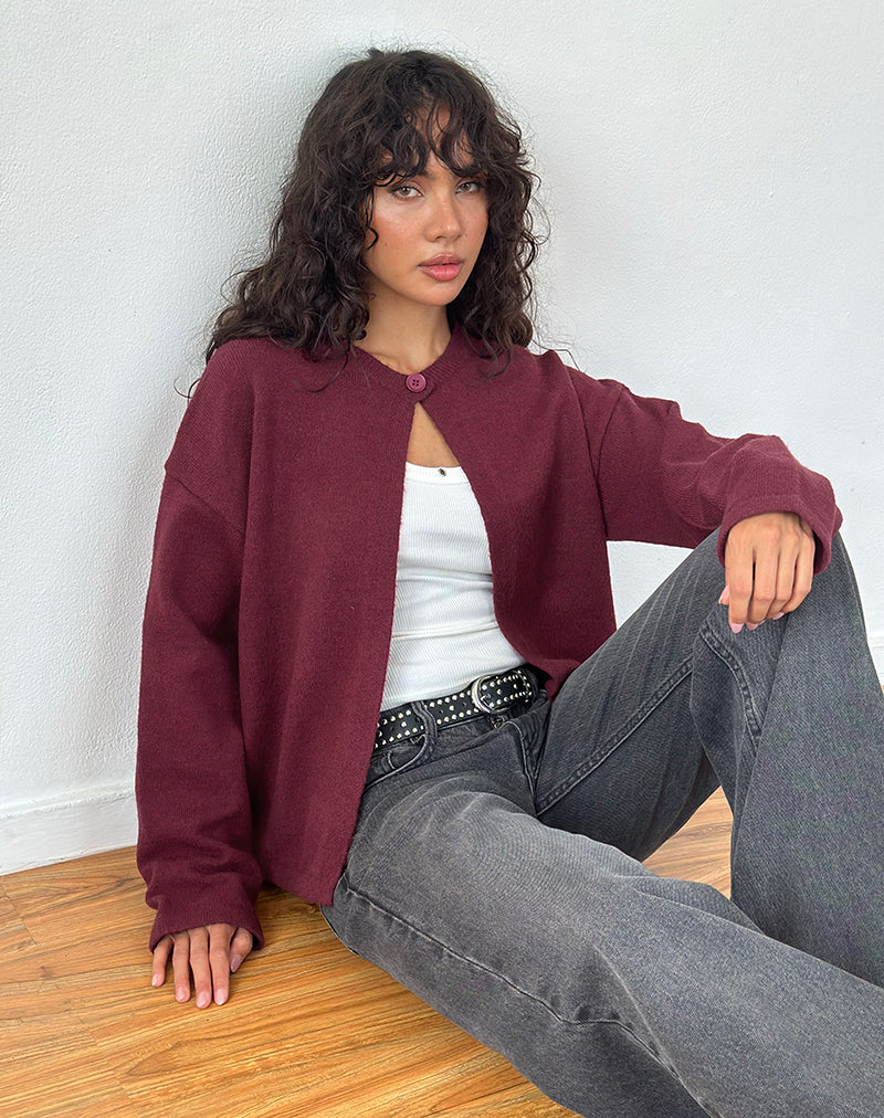 Maureen Cardigan in Wine - Image 3